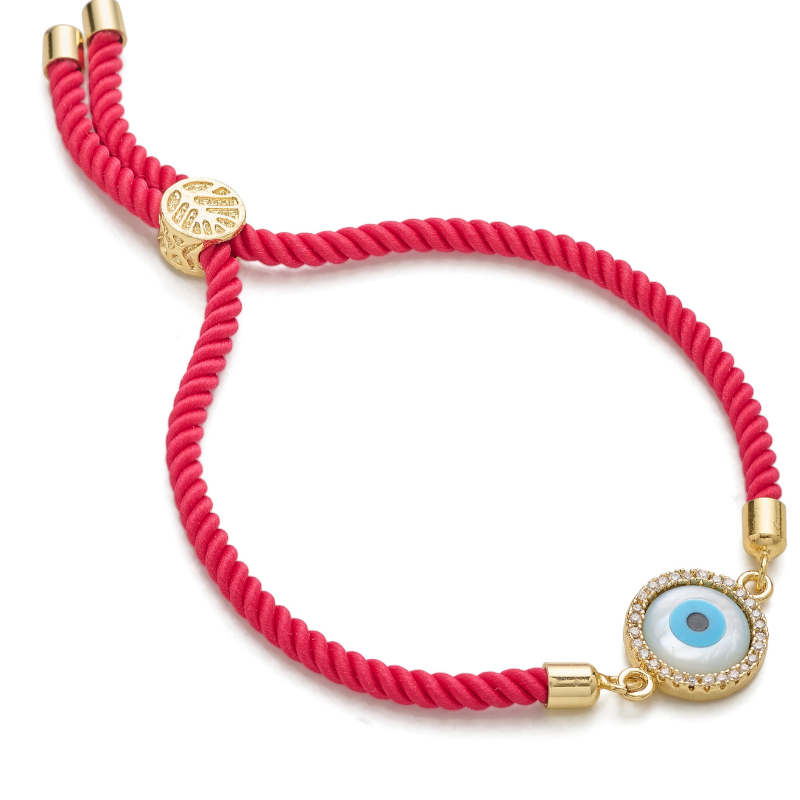 Evil Eye Disc Adjustable Cord Bracelet