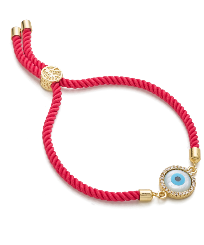 Evil Eye Disc Adjustable Cord Bracelet