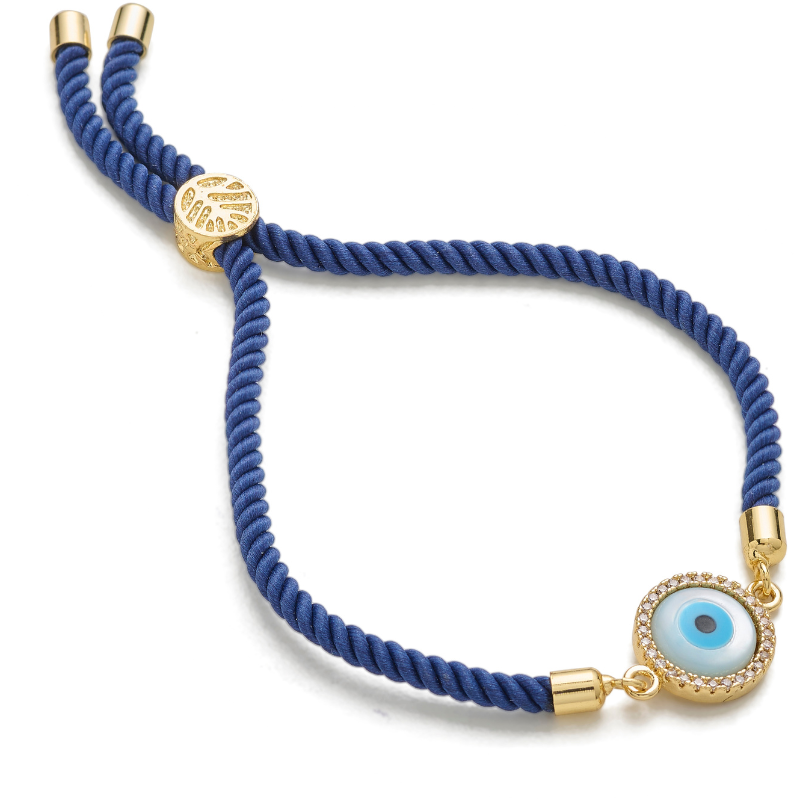 Evil Eye Disc Adjustable Cord Bracelet