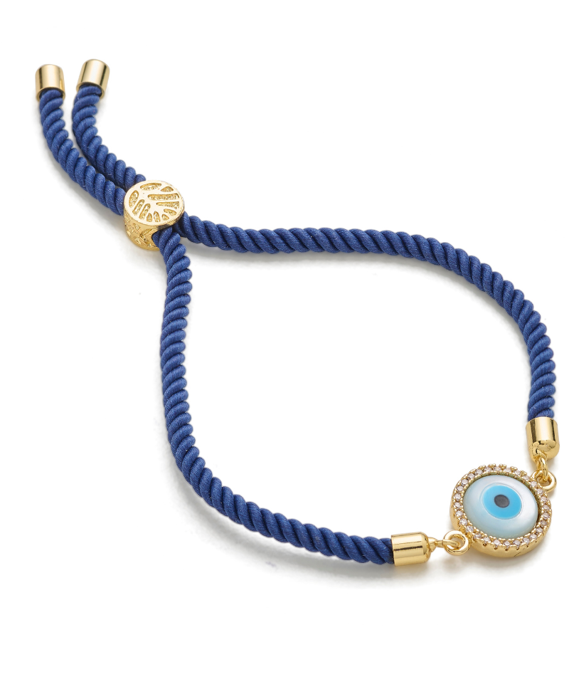 Evil Eye Disc Adjustable Cord Bracelet