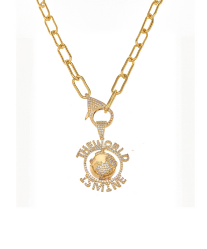 World is Mine Globe Detachable Pendant Link Necklace