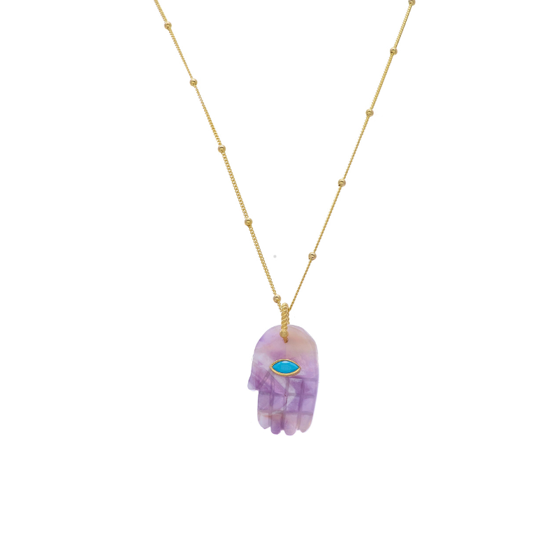 Natural Stone Hamsa Necklace