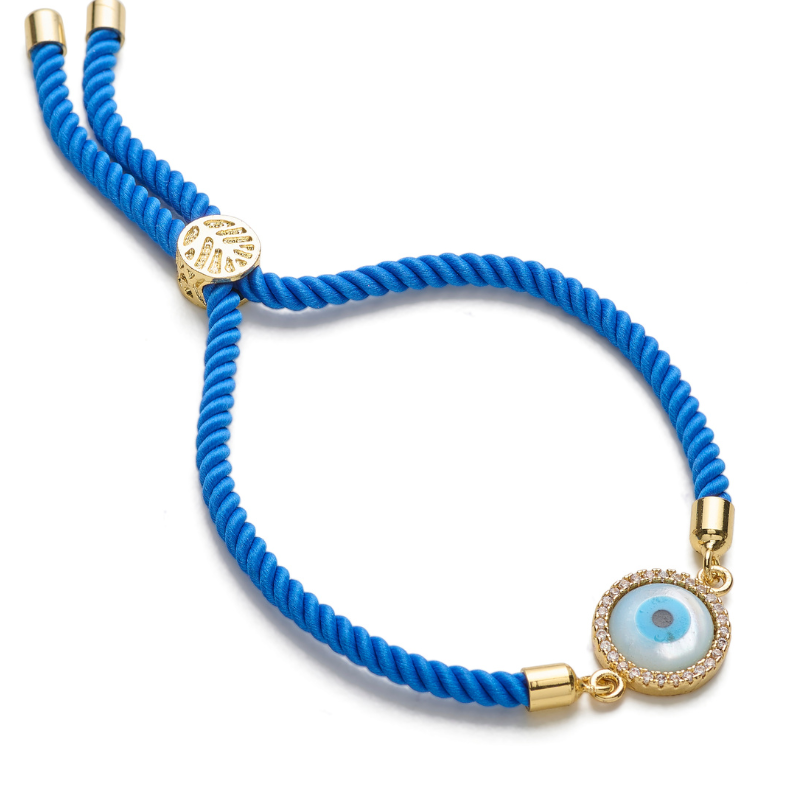 Evil Eye Disc Adjustable Cord Bracelet