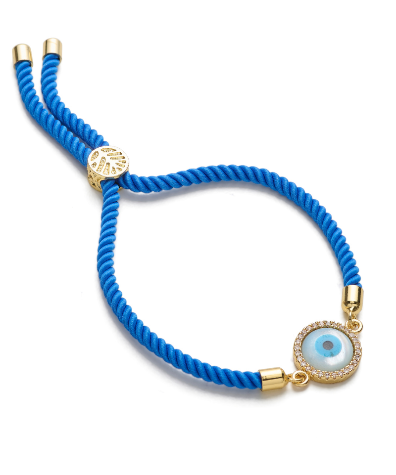 Evil Eye Disc Adjustable Cord Bracelet
