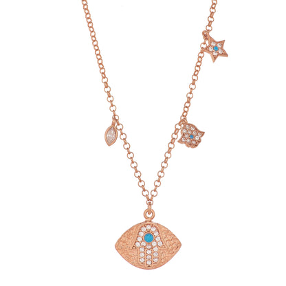 Hamsa Evil Eye Charm Necklace