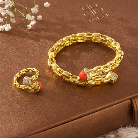 Katrina Link Bangle Bracelet & Ring Set