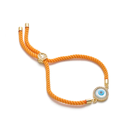 Evil Eye Disc Adjustable Cord Bracelet
