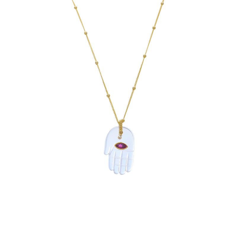 Natural Stone Hamsa Necklace