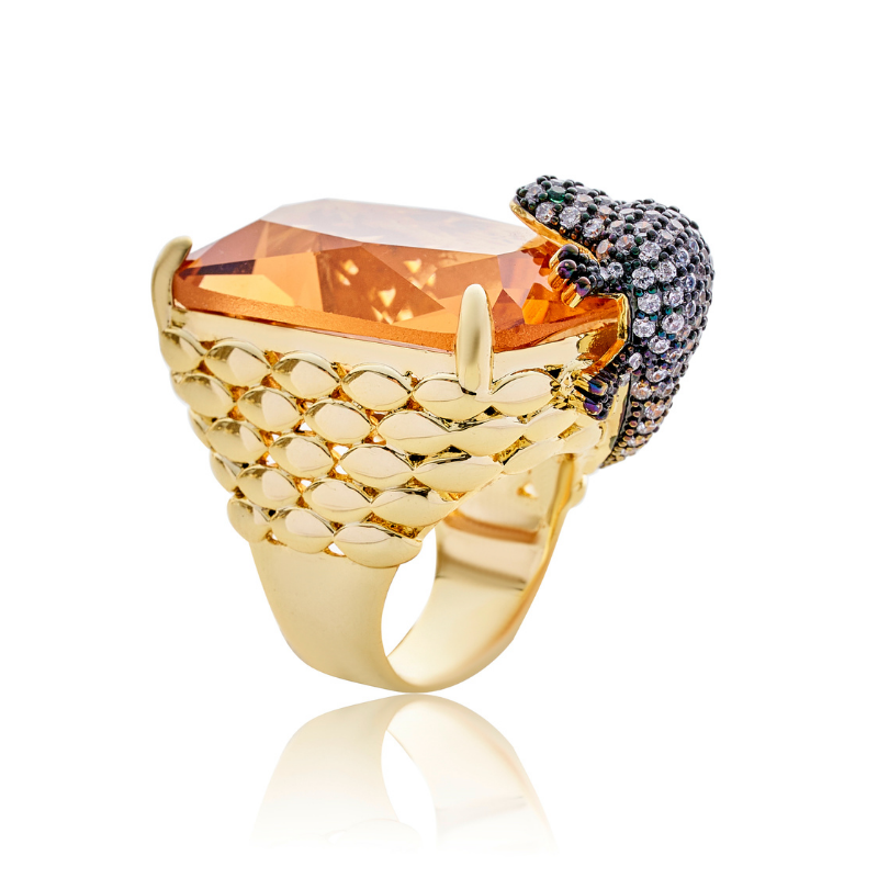 Lucky Gekko Goddess Cocktail Ring