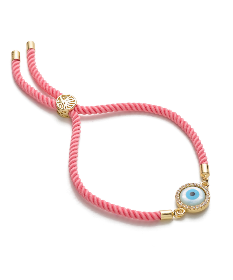Evil Eye Disc Adjustable Cord Bracelet