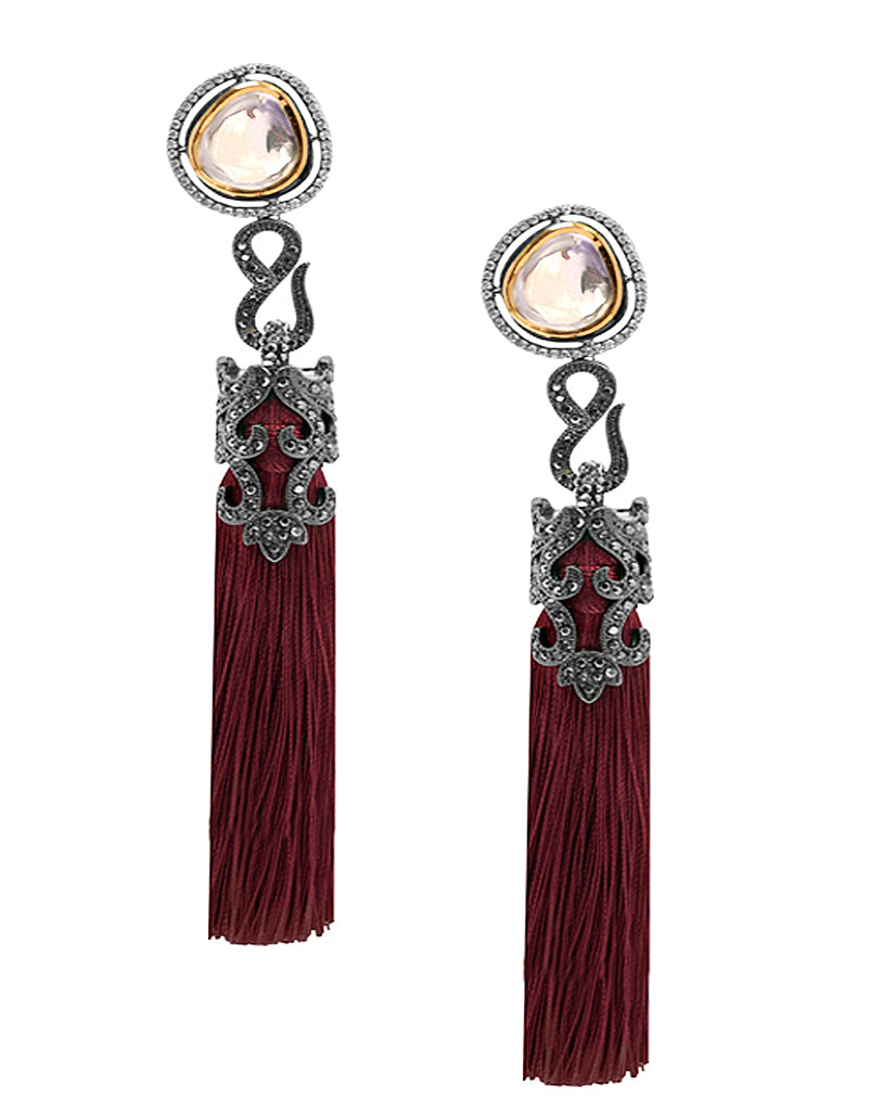 Vintage Vogue Tassel Duster Statement Earrings - Bansri Design 