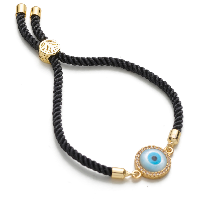 Evil Eye Disc Adjustable Cord Bracelet