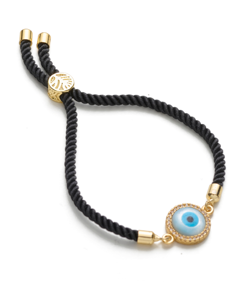 Evil Eye Disc Adjustable Cord Bracelet