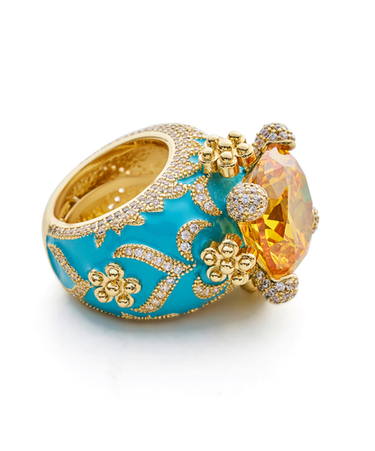 Isabeau Goddess Gold Citrine Cocktail Ring - Bansri Design 