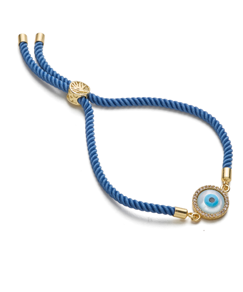 Evil Eye Disc Adjustable Cord Bracelet
