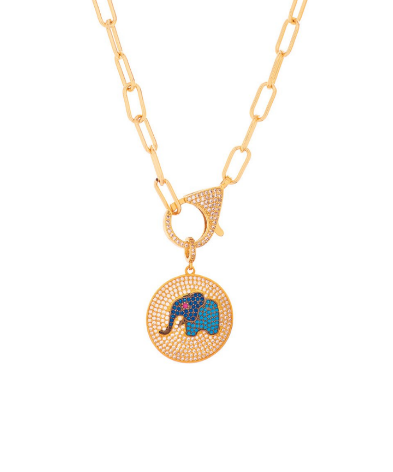 Happy Ele Medallion Detachable Pendant Link Necklace