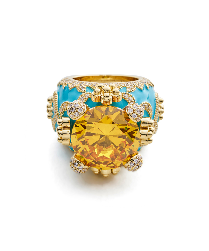 Isabeau Goddess Gold Citrine Cocktail Ring - Bansri Design 