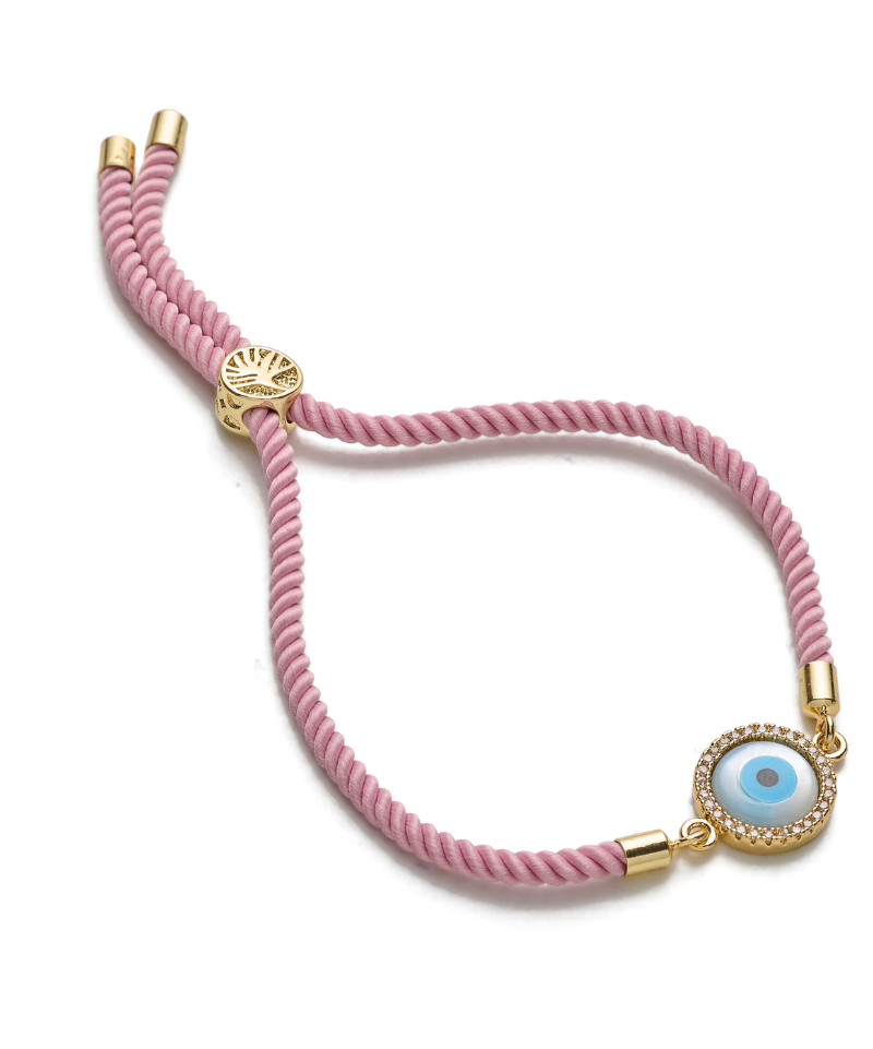 Evil Eye Disc Adjustable Cord Bracelet