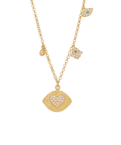 Paloma Heart Necklace with Mini Charms