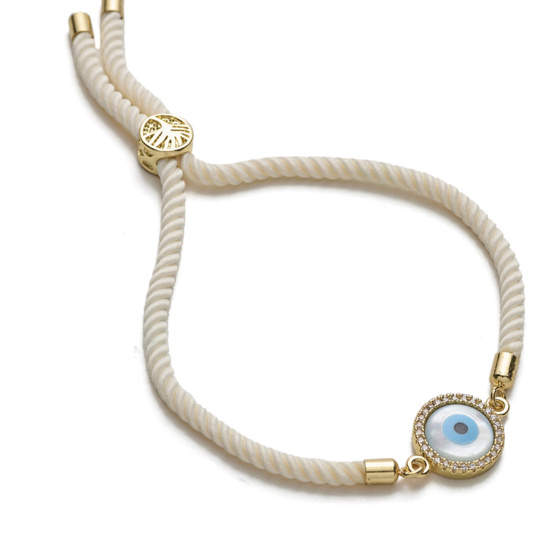 Evil Eye Disc Adjustable Cord Bracelet