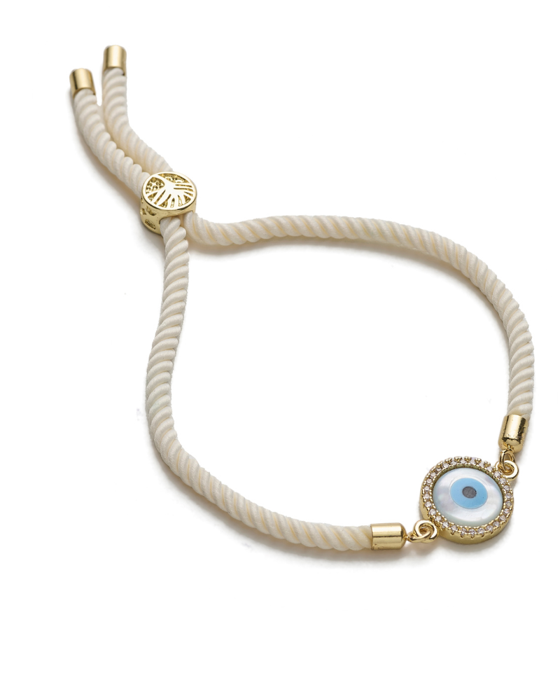 Evil Eye Disc Adjustable Cord Bracelet