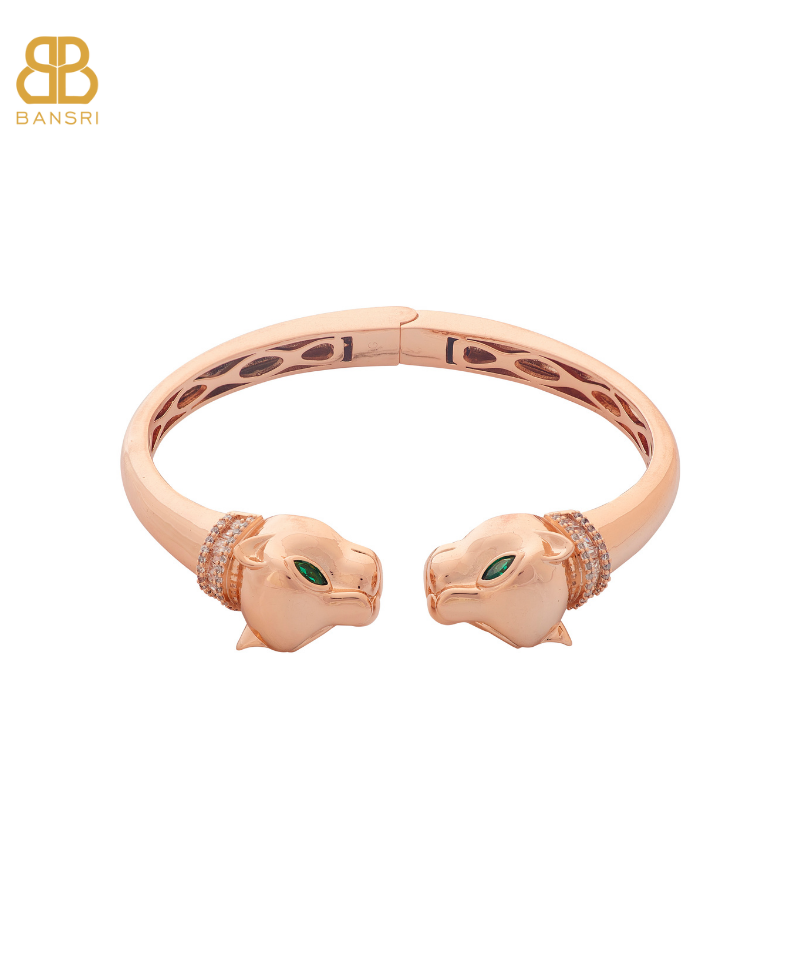 Double Headed Baguette Panther Bangle Bracelet