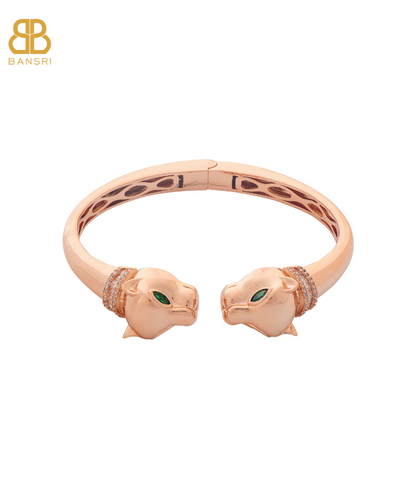 Double Headed Baguette Panther Bangle Bracelet