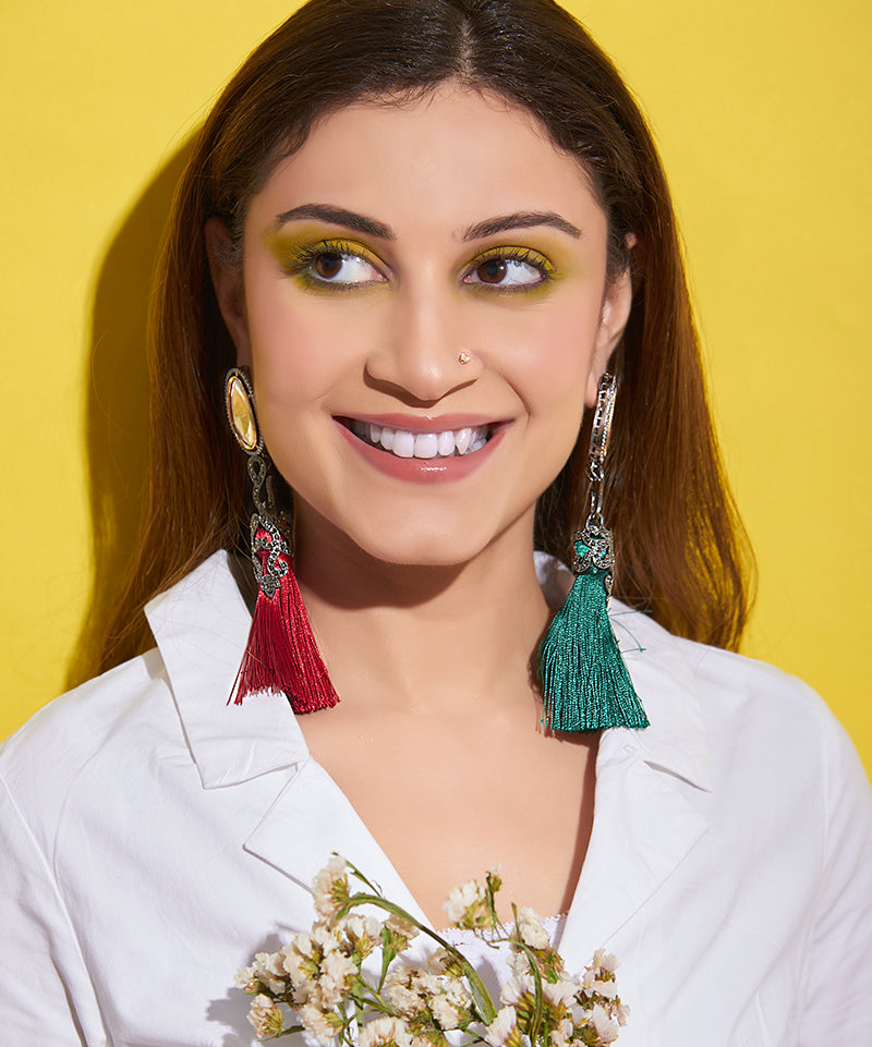 Vintage Vogue Tassel Duster Statement Earrings - Bansri Design 