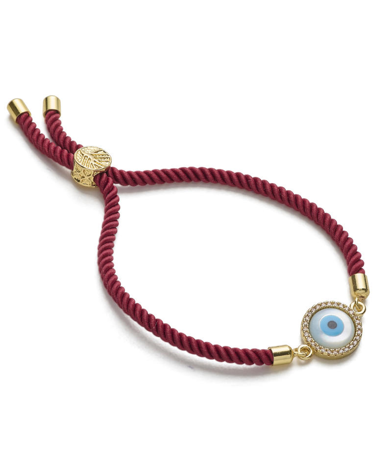 Evil Eye Disc Adjustable Cord Bracelet