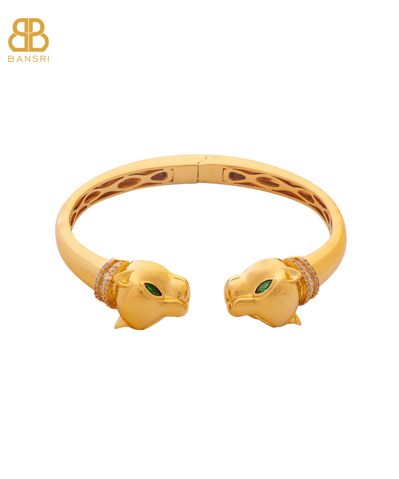Double Headed Baguette Panther Bangle Bracelet