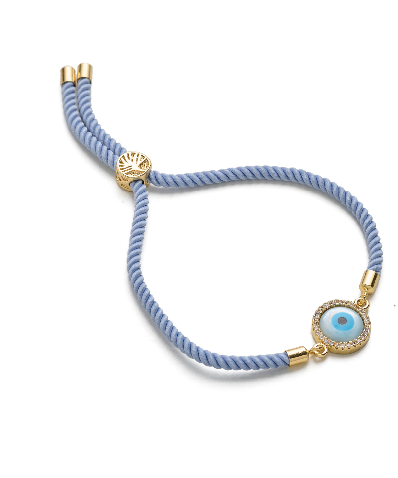 Evil Eye Disc Adjustable Cord Bracelet