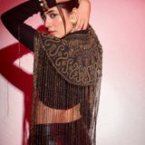 Bohemian Hand Beaded Cape with Shimmer Tassels