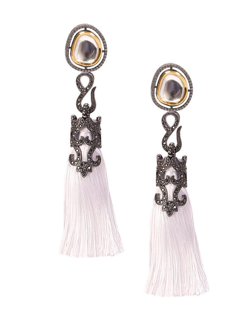 Vintage Vogue Tassel Duster Statement Earrings - Bansri Design 