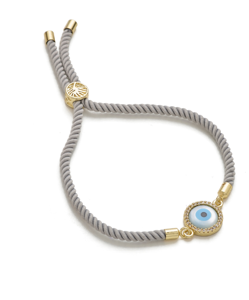 Evil Eye Disc Adjustable Cord Bracelet