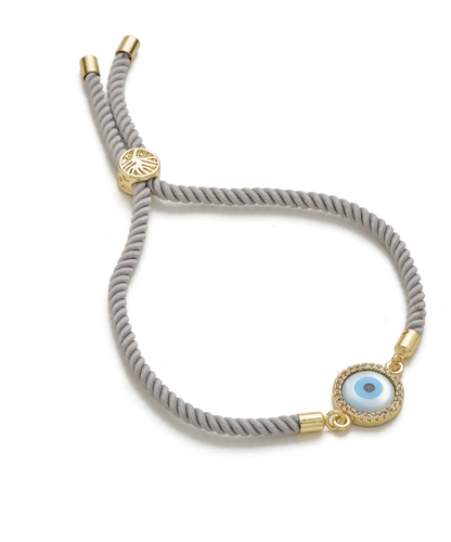 Evil Eye Disc Adjustable Cord Bracelet