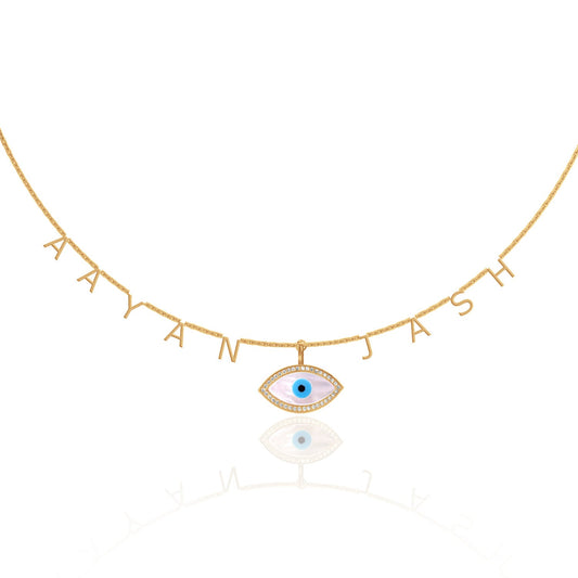 Personalized Duo Name Evil Eye Necklace