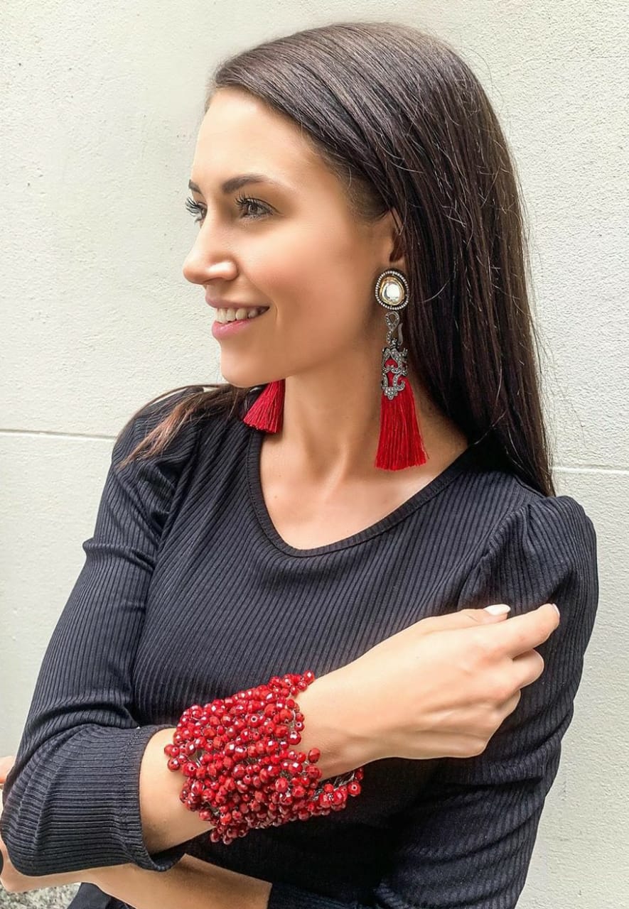 Vintage Vogue Tassel Duster Statement Earrings - Bansri Design 