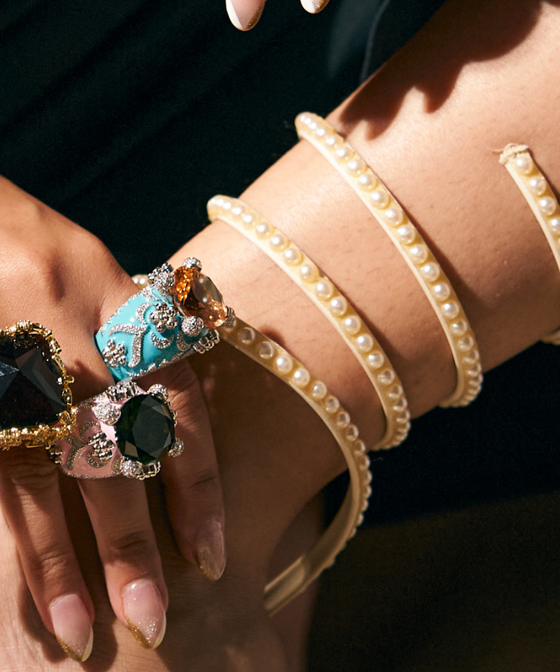 Isabeau Goddess Pink Emerald Cocktail Ring - Bansri Design 
