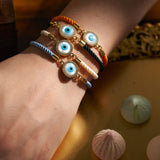 Evil Eye Disc Adjustable Cord Bracelet