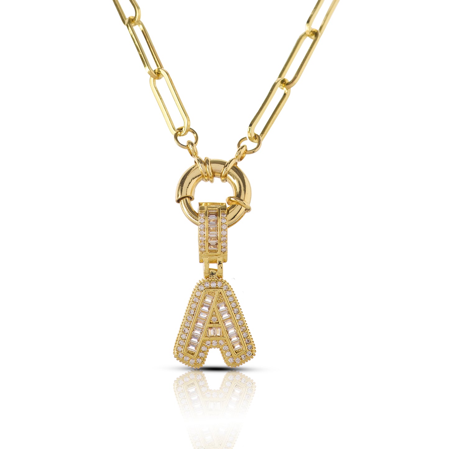 Initial Baguette 3D Letter Charm Pendant