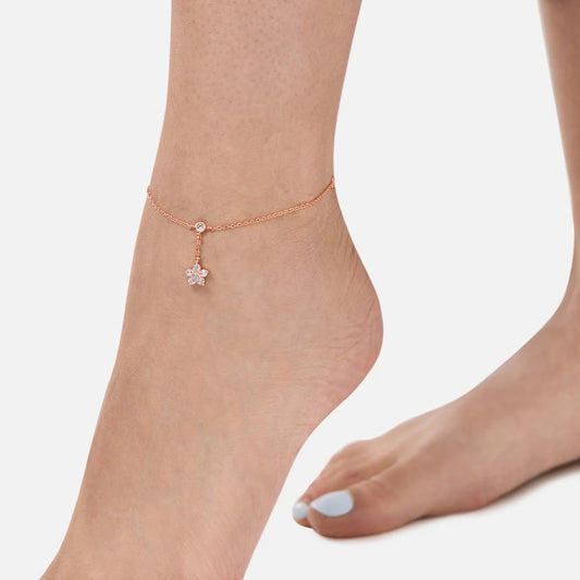 Floral Crystal Charm Anklet