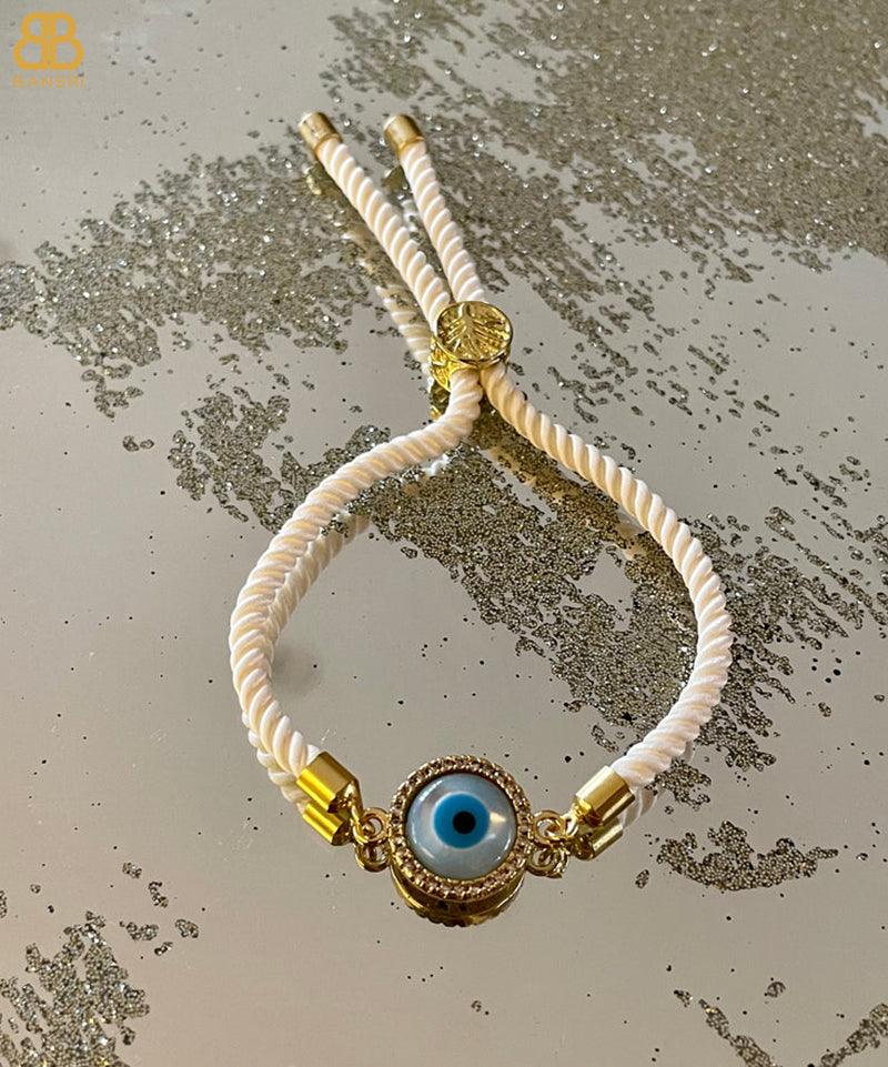 Evil Eye Disc Adjustable Cord Bracelet