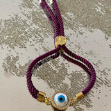 Evil Eye Disc Adjustable Cord Bracelet