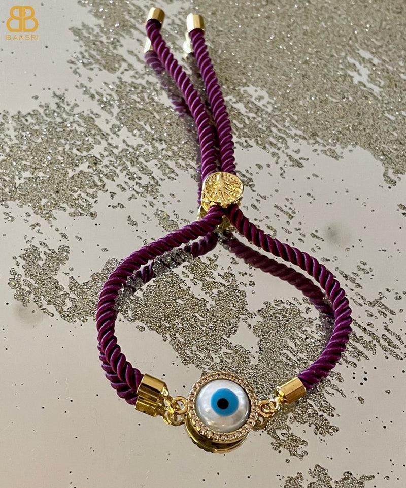 Evil Eye Disc Adjustable Cord Bracelet