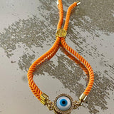 Evil Eye Disc Adjustable Cord Bracelet