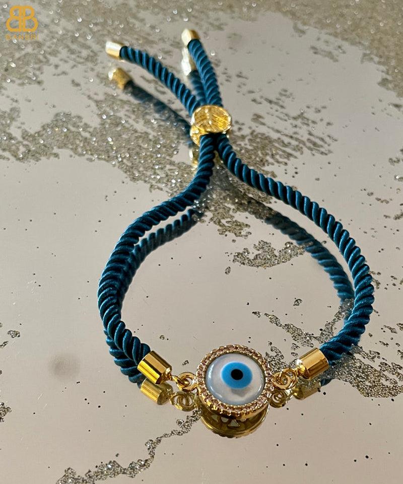 Evil Eye Disc Adjustable Cord Bracelet