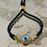 Evil Eye Disc Adjustable Cord Bracelet