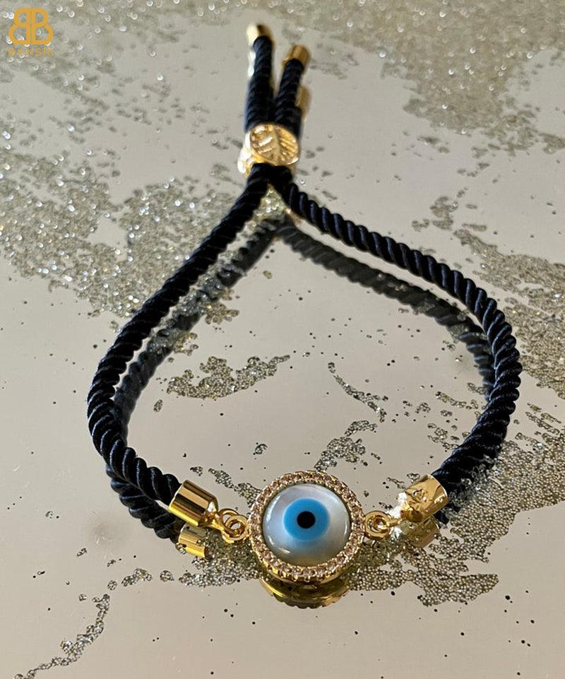 Evil Eye Disc Adjustable Cord Bracelet