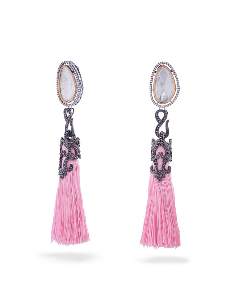 Vintage Vogue Tassel Duster Statement Earrings - Bansri Design 