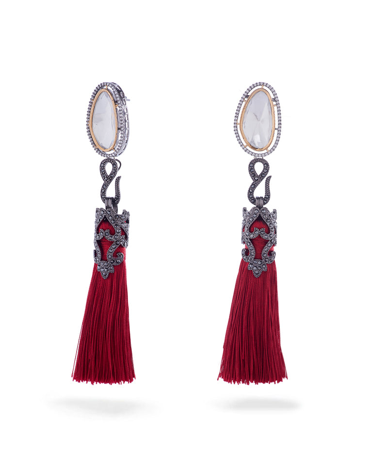 Vintage Vogue Tassel Duster Statement Earrings - Bansri Design 